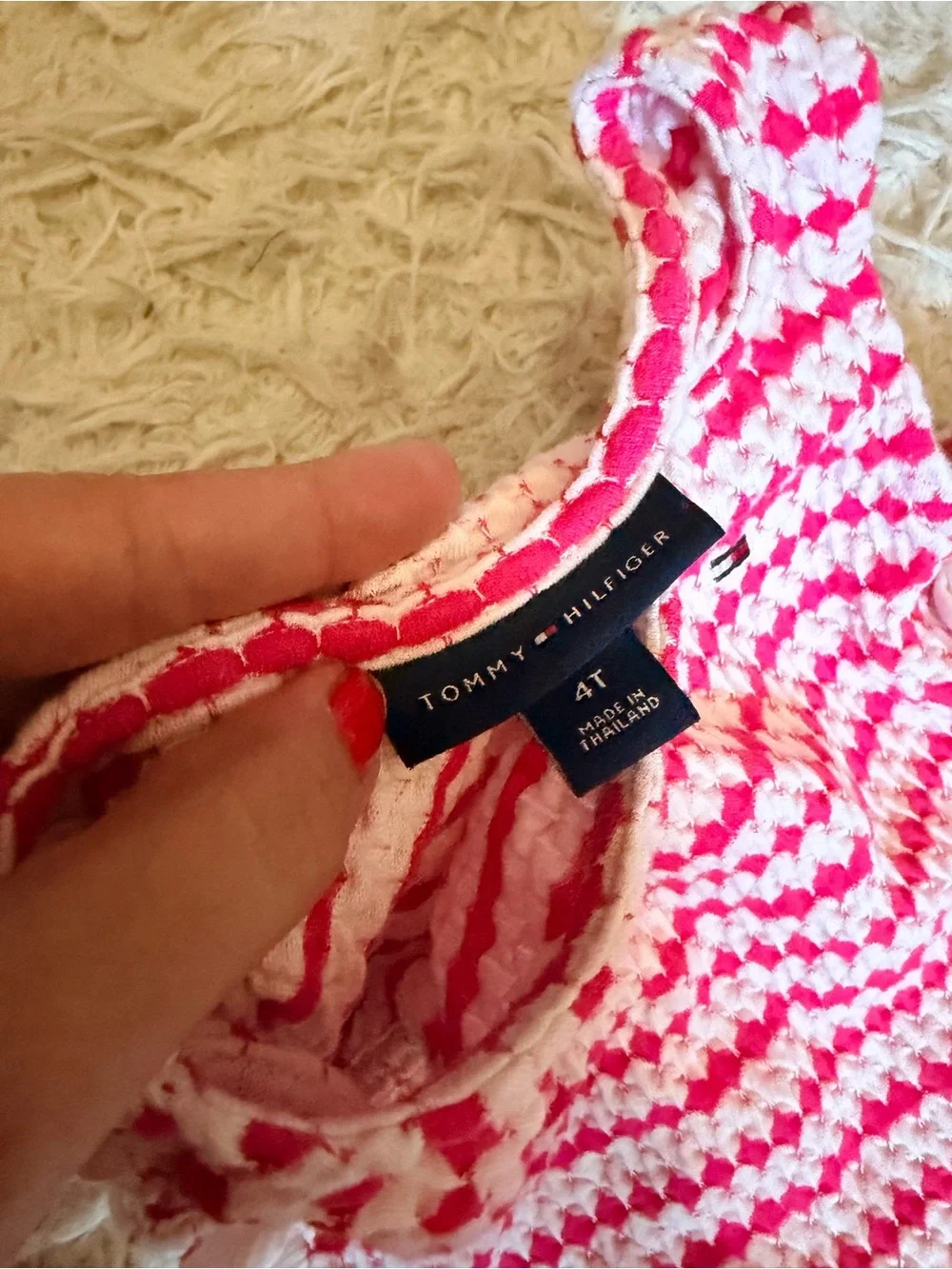 Tommy Hilfiger Pink and White Striped Girls Knit Tank Top & Shorts Set Size 4T